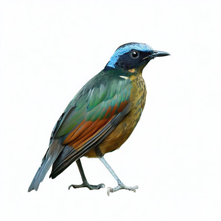 Blue-winged Pitta (Pitta cyanea) isolated on white backgroundの素材