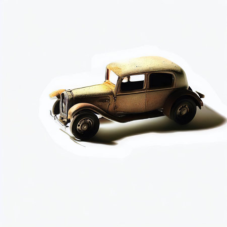 vintage car isolated on a white background. 3d render.の素材