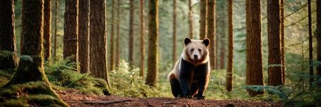 Brown bear in the forest. Beautiful nature scene. Wildlife scene.の素材