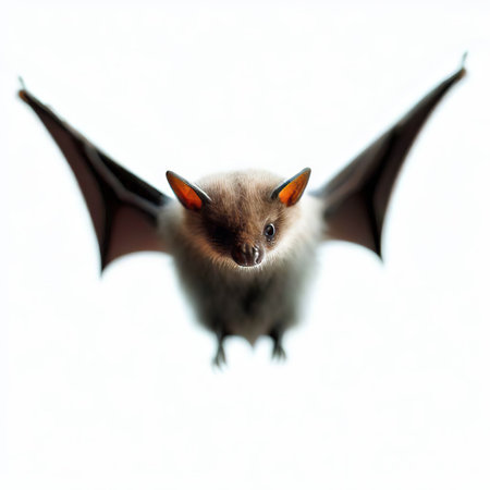 Bat isolated on a white background. Clipping path included for easy editing.の素材