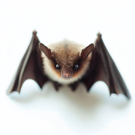Bat isolated on white background. Shallow depth of field (DOF)の素材