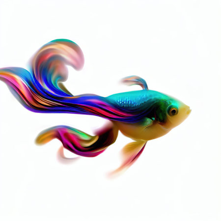 Goldfish isolated on white background. Colorful fish in motion.の素材