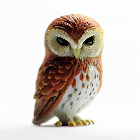 cute owl isolated on a white background, closeup of photoの素材