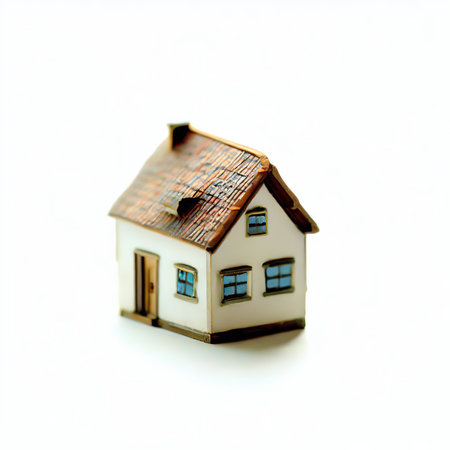 Model of a house on a white background. Close-up.の素材