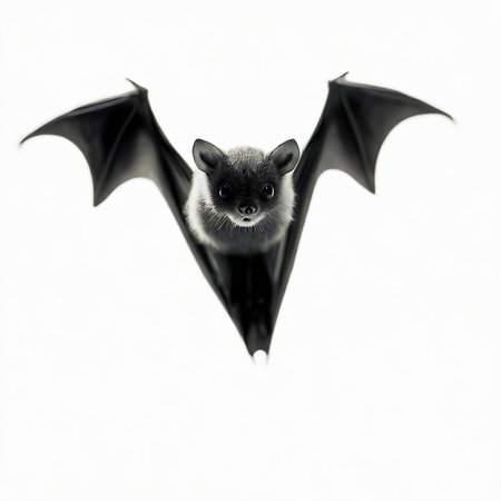 Bat isolated on a white background. Halloween concept. 3D rendering.の素材