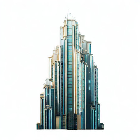 3D illustration skyscrapers isolated on white background. Modern architecture.の素材