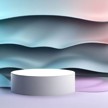 Abstract background with blue and purple waves. 3D rendered illustration.の素材