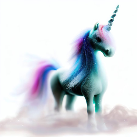 Unicorn on a white background. Digital painting. 3d renderingの素材