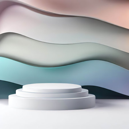 Abstract background with podium. 3d render, 3d illustration.の素材