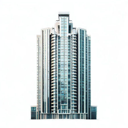 Modern skyscrapers isolated on white background. 3d rendering.の素材