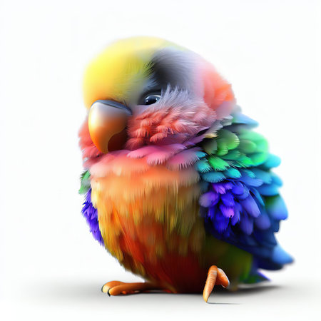 Colorful parrot isolated on white background. 3D illustration.の素材