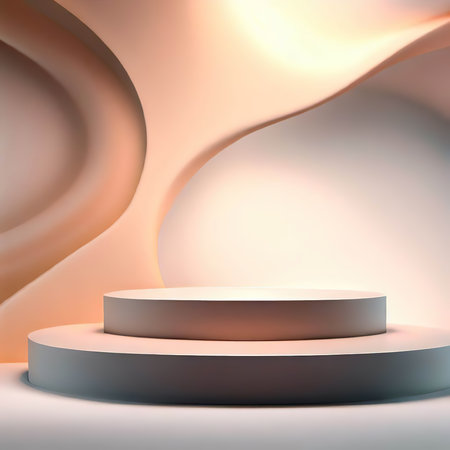 Abstract background with round podium. 3d render, 3d illustration.の素材