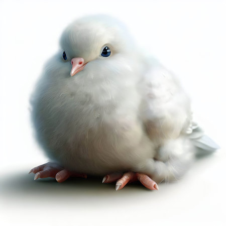white dove on a white background, close-up, isolated.の素材