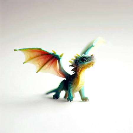 toy dragon isolated on a white background, closeup of photoの素材