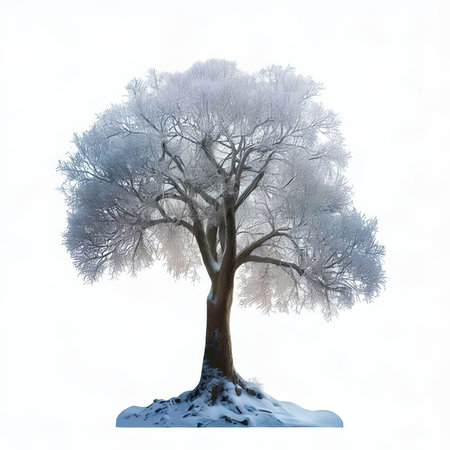Winter tree isolated on white background. 3d illustration. Nature.の素材