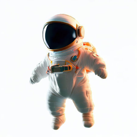 Astronaut in spacesuit on white background. 3D renderingの素材