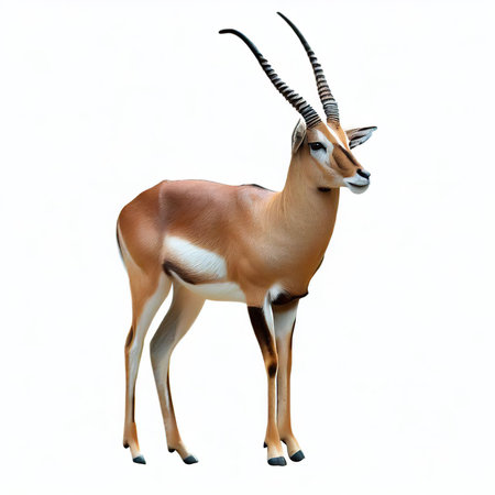 3D digital render of a gazelle isolated on white backgroundの素材