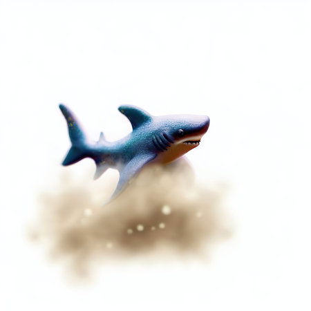 Shark on a white background. 3D illustration. 3D rendering.の素材