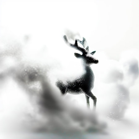 Silhouette of a reindeer with smoke in the backgroundの素材