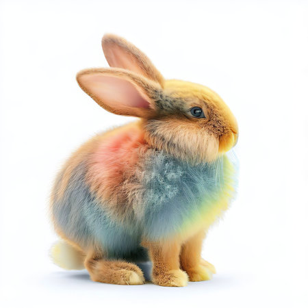 Cute little rabbit isolated on white background. Easter holiday concept.の素材