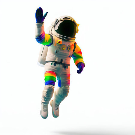 Astronaut in outer space. White background. 3D renderingの素材