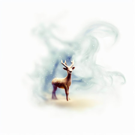 Illustration of a reindeer on a white background with smokeの素材
