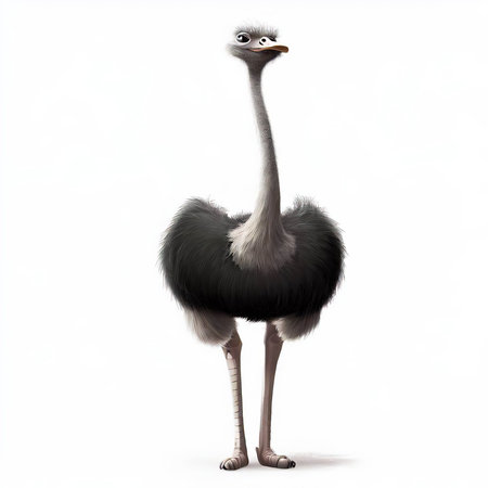 Ostrich isolated on white background. 3D illustration. Full length.の素材