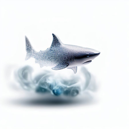 Shark on a white background with smoke. 3D illustration.の素材