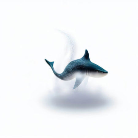 Shark isolated on white background. 3D illustration. Shallow DOF.の素材