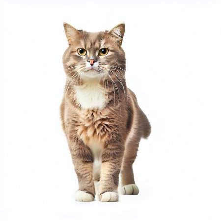 Beautiful siberian cat on white background. Studio shot.の素材