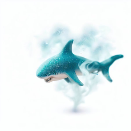 shark isolated on a white background. 3D rendered illustration.の素材