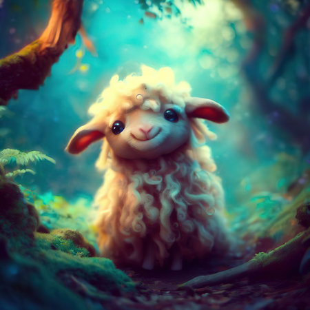 Sheep in the forest.Vintage style.Vintage.の素材