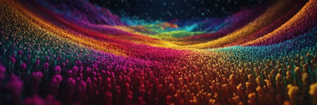 3d render, abstract background with colorful particles. Futuristic technology style.