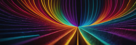 3d render, abstract background with lines and waves, rainbow colors