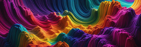 Abstract 3d rendering of multicolored wavy background. Futuristic design.の写真素材