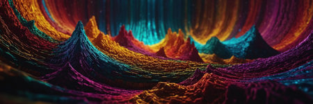 3d rendering of abstract fractal shape. Beautiful wavy colorful background