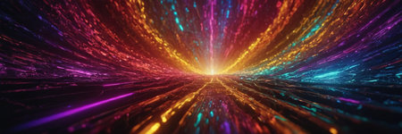 3d illustration of abstract background with glowing particles in cyberspace