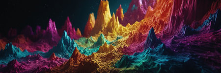 Abstract 3d render of colorful mountains. Futuristic background with mountains.の写真素材
