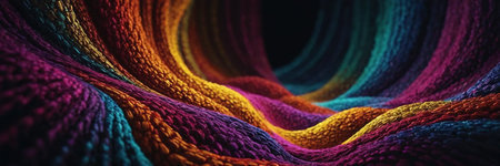 3d rendering of abstract wavy surface made of colorful fabric.