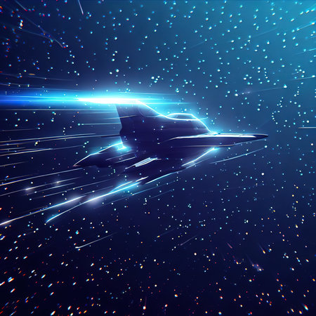 Fighter in space. Futuristic background. 3d illustration.の素材