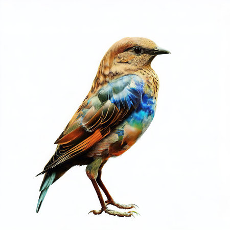 Bird isolated on white background. Watercolor painting of a bird.の素材