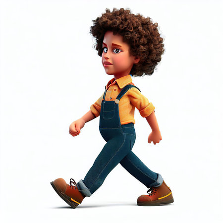 Little african american girl with afro hairstyle and jeansの素材