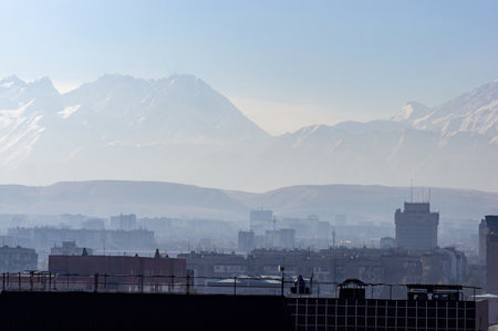 A mountain city viewの写真素材