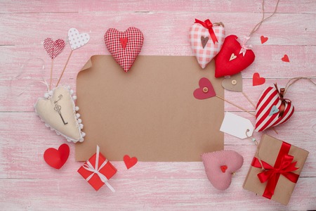 Happy Valentines Day love celebration in a rustic style isolated.の写真素材