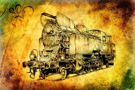 old steam locomotive engine retro vintageの写真素材