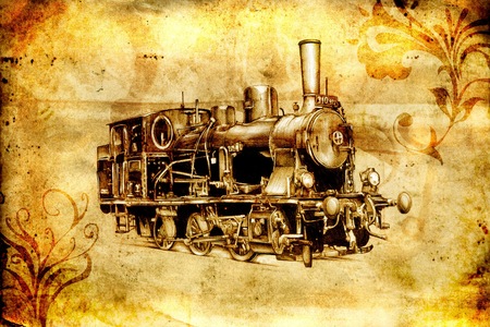 old steam locomotive engine retro vintageの写真素材