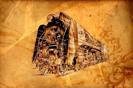 old steam locomotive engine retro vintageの写真素材