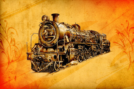 old steam locomotive engine retro vintage