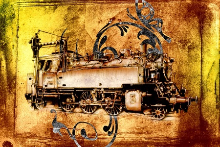 old steam locomotive engine retro vintageの写真素材