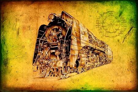 old steam locomotive engine retro vintageの写真素材